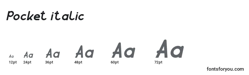 Размеры шрифта Pocket italic