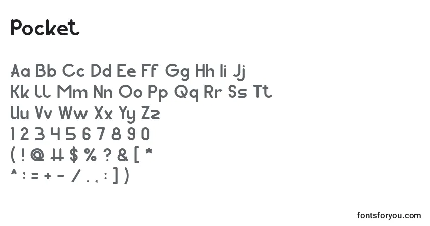 A fonte Pocket (137108) – alfabeto, números, caracteres especiais