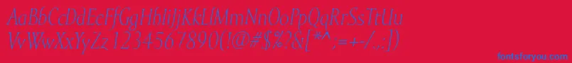 MramorlightItalic Font – Blue Fonts on Red Background