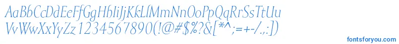 MramorlightItalic-fontti – siniset fontit valkoisella taustalla