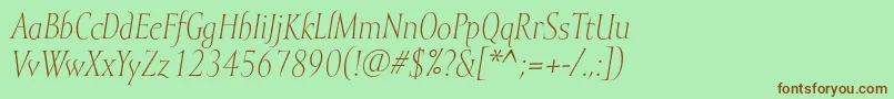 MramorlightItalic Font – Brown Fonts on Green Background