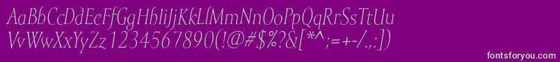 MramorlightItalic Font – Green Fonts on Purple Background