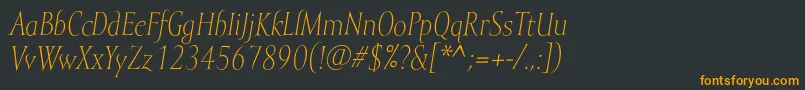 フォントMramorlightItalic – 黒い背景にオレンジの文字