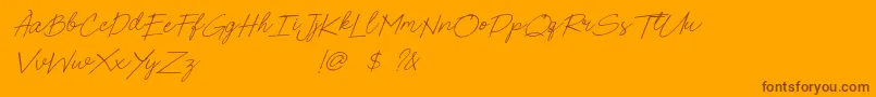 Poems  Pens Bold Italic-Schriftart – Braune Schriften auf orangefarbenem Hintergrund