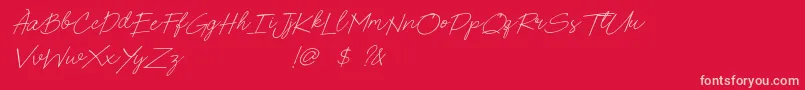 fuente Poems  Pens Bold Italic – Fuentes Rosadas Sobre Fondo Rojo