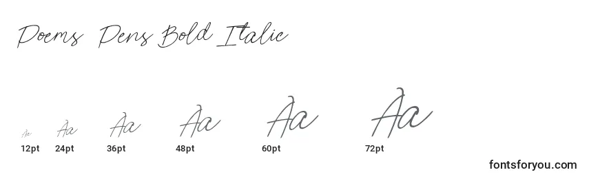 Größen der Schriftart Poems  Pens Bold Italic (137111)