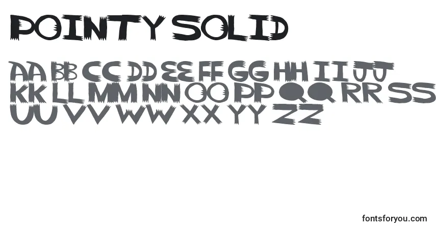 Czcionka Pointy Solid – alfabet, cyfry, specjalne znaki
