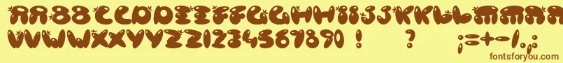 POISB   -fontti – ruskeat fontit keltaisella taustalla