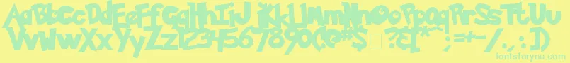 Pokemon Solid Font – Green Fonts on Yellow Background