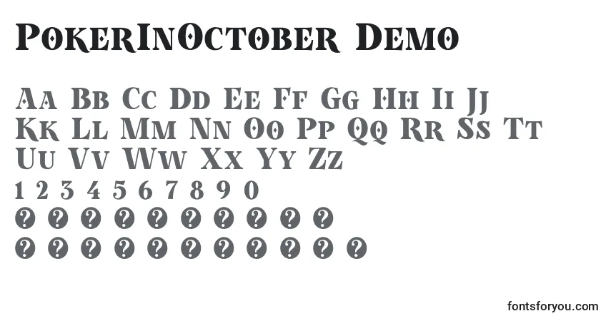 Czcionka PokerInOctober Demo – alfabet, cyfry, specjalne znaki
