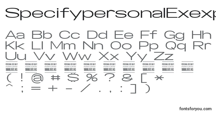 SpecifypersonalExexpmedium-fontti – aakkoset, numerot, erikoismerkit