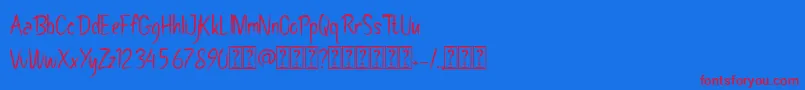 Pollaroid Font – Red Fonts on Blue Background