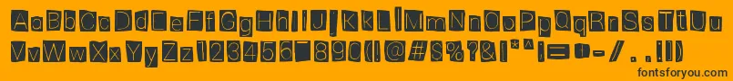 Pollito Peligroso-Schriftart – Schwarze Schriften auf orangefarbenem Hintergrund