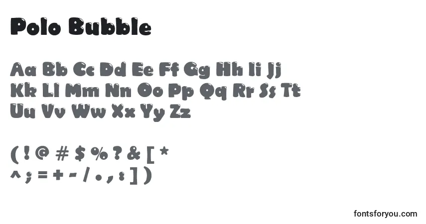 Schriftart Polo Bubble – Alphabet, Zahlen, spezielle Symbole