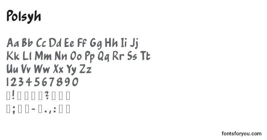 Schriftart Polsyh – Alphabet, Zahlen, spezielle Symbole