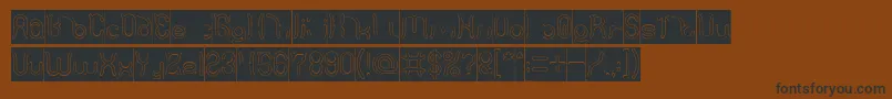 フォントPolysoup Hollow Inverse – 黒い文字が茶色の背景にあります
