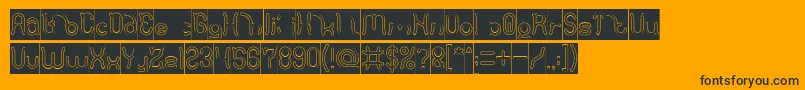 Polysoup Hollow Inverse-Schriftart – Schwarze Schriften auf orangefarbenem Hintergrund