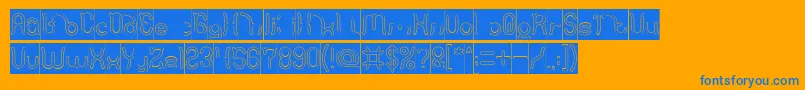 Polysoup Hollow Inverse-Schriftart – Blaue Schriften auf orangefarbenem Hintergrund