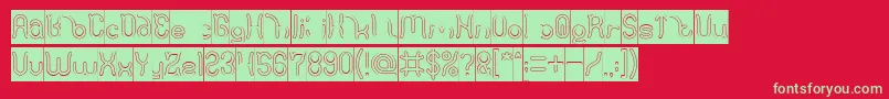 Polysoup Hollow Inverse Font – Green Fonts on Red Background