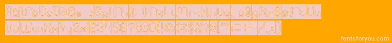 Polysoup Hollow Inverse-Schriftart – Rosa Schriften auf orangefarbenem Hintergrund