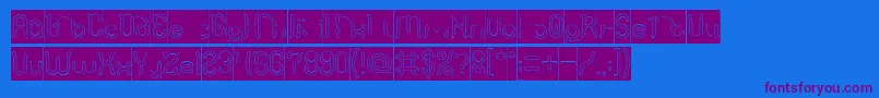 Polysoup Hollow Inverse Font – Purple Fonts on Blue Background