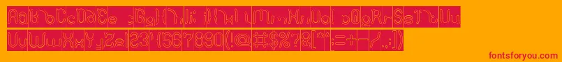 フォントPolysoup Hollow Inverse – オレンジの背景に赤い文字