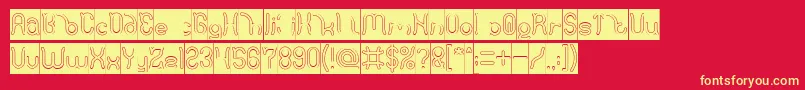 フォントPolysoup Hollow Inverse – 黄色の文字、赤い背景