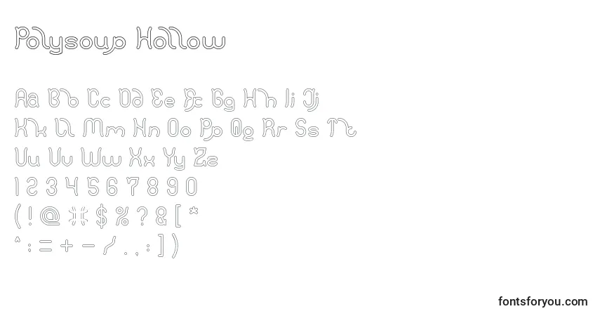 A fonte Polysoup Hollow – alfabeto, números, caracteres especiais
