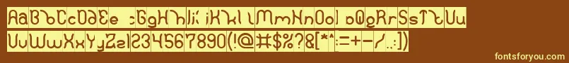 Polysoup Inverse-fontti – keltaiset fontit ruskealla taustalla