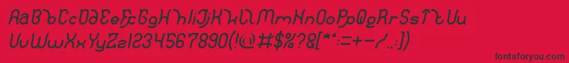 フォントPolysoup Italic – 赤い背景に黒い文字