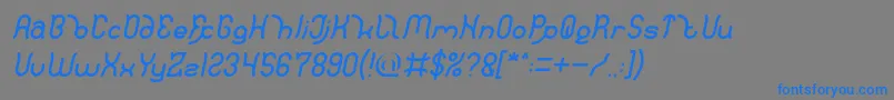 フォントPolysoup Italic – 灰色の背景に青い文字