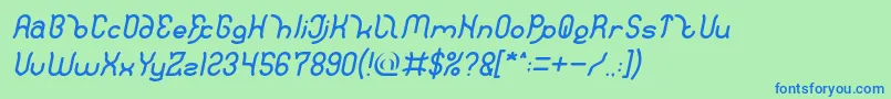 Polysoup Italic Font – Blue Fonts on Green Background
