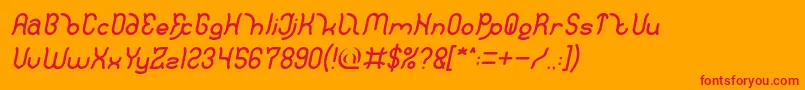 Fonte Polysoup Italic – fontes vermelhas em um fundo laranja