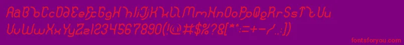 フォントPolysoup Italic – 紫の背景に赤い文字