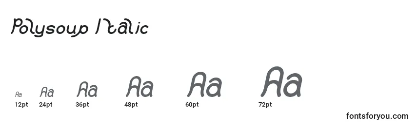 Tamanhos de fonte Polysoup Italic