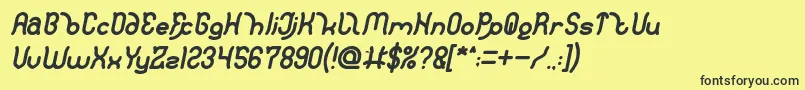 Шрифт Polysoupp Bold Italic – чёрные шрифты на жёлтом фоне