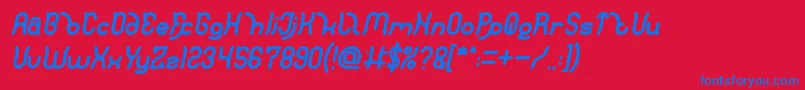 Polysoupp Bold Italic Font – Blue Fonts on Red Background