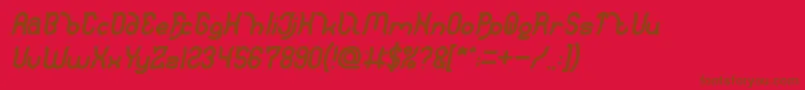 Polysoupp Bold Italic-fontti – ruskeat fontit punaisella taustalla