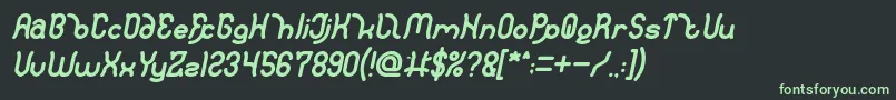 フォントPolysoupp Bold Italic – 黒い背景に緑の文字
