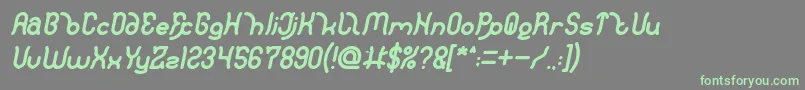 フォントPolysoupp Bold Italic – 灰色の背景に緑のフォント