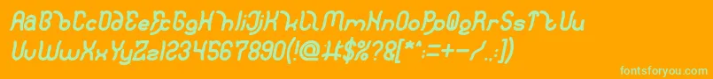 Polysoupp Bold Italic-Schriftart – Grüne Schriften auf orangefarbenem Hintergrund