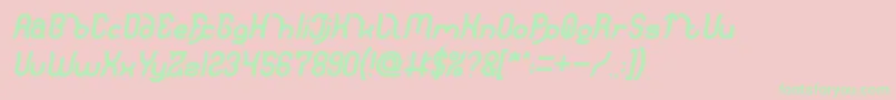 Polysoupp Bold Italic-Schriftart – Grüne Schriften auf rosa Hintergrund