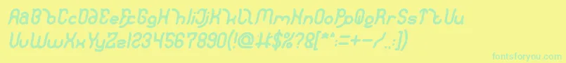 フォントPolysoupp Bold Italic – 黄色い背景に緑の文字