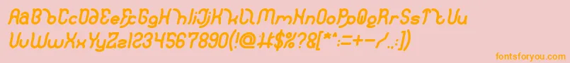 Fonte Polysoupp Bold Italic – fontes laranjas em um fundo rosa
