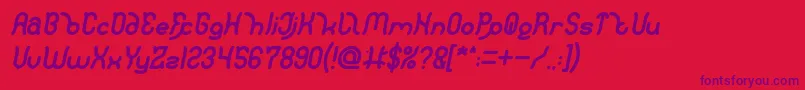 Polysoupp Bold Italic-Schriftart – Violette Schriften auf rotem Hintergrund