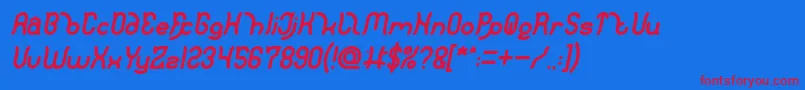 Polysoupp Bold Italic Font – Red Fonts on Blue Background