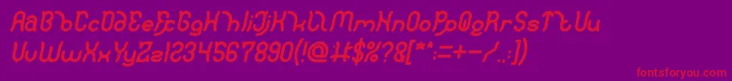 Czcionka Polysoupp Bold Italic – czerwone czcionki na fioletowym tle