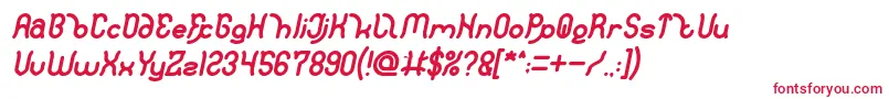 フォントPolysoupp Bold Italic – 白い背景に赤い文字