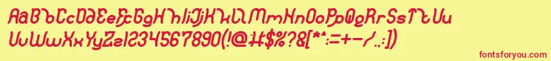 Czcionka Polysoupp Bold Italic – czerwone czcionki na żółtym tle