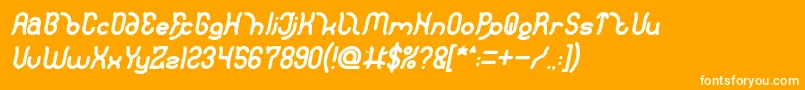 Polysoupp Bold Italic-Schriftart – Weiße Schriften auf orangefarbenem Hintergrund